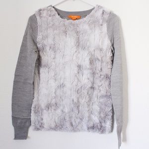 Joe Fresh Wool Blend Gray Faux Fur Sweater Size XS